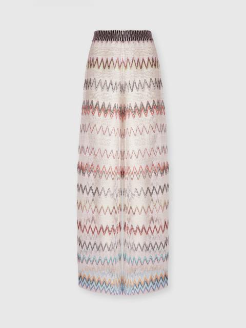 Zig zag mesh cover-up trousers with sequins