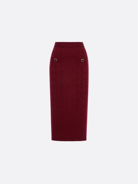 MERINO WOOL LACE-KNIT MIDI SKIRT