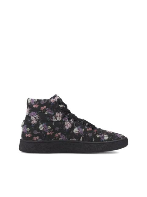 floral print high-top sneakers