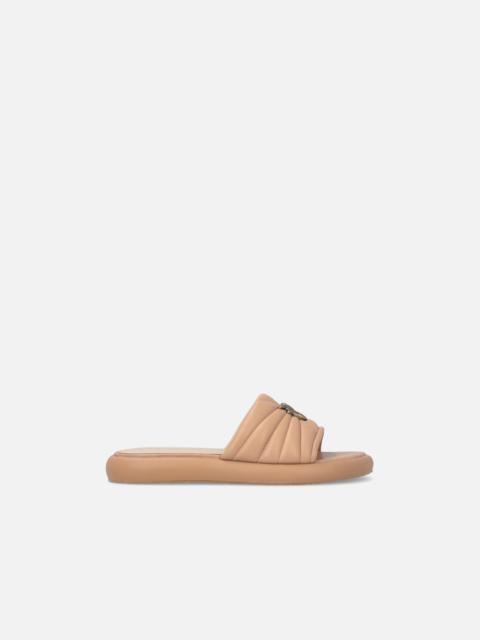 PERFORATED NAPPA LEATHER SLIP-ON SANDALS WITH LOVE BIRDS LOGO