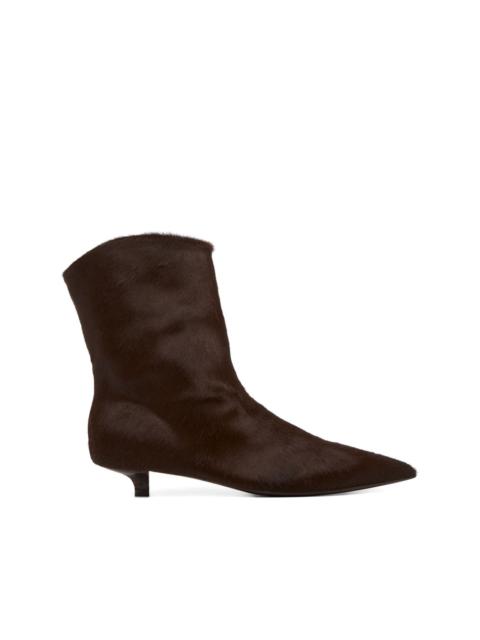 calf-hair pointed-toe boots