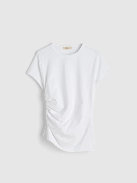 Asymmetric Ruched Tee in Allday Jersey