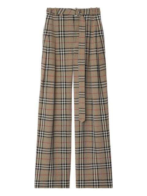 checked belted trousers