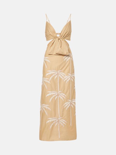 Sea Swirl tie-detail cutout midi dress
