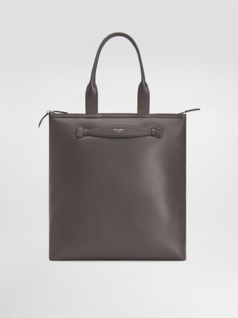 Calfskin nappa leather shopper