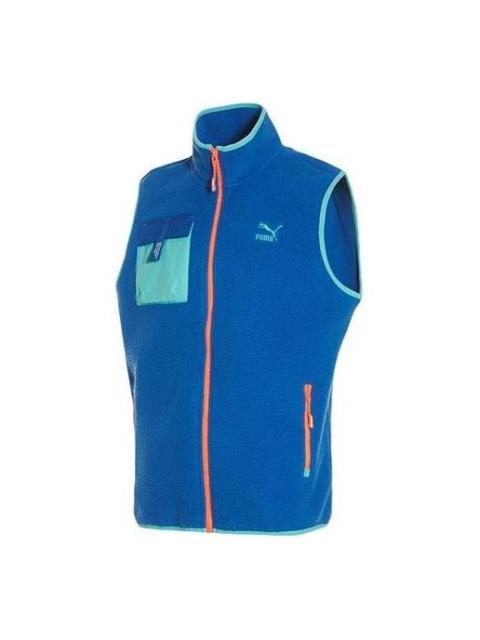 PUMA XTG Trail Fleece Full Zip Pocket Vest 'Blue Orange' 596728-65