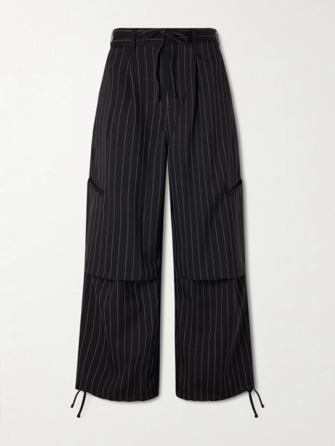 + Y-3 Pinstriped Recycled Woven Wide-leg Pants