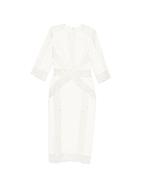 lace-panel midi dress