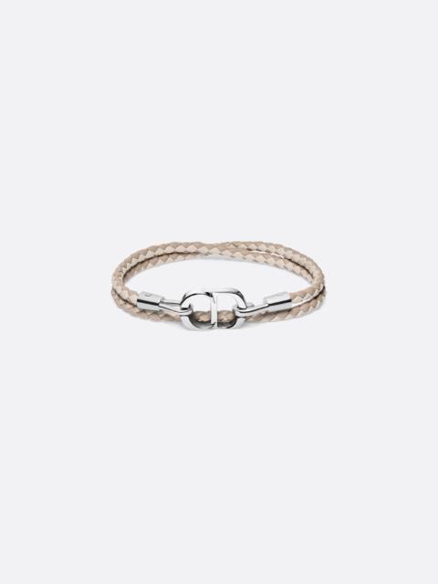 CD Icon Woven Leather Double Bracelet