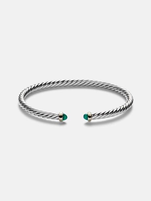 Cable Flex sterling silver and 14kt gold cuff bracelet with onyxes