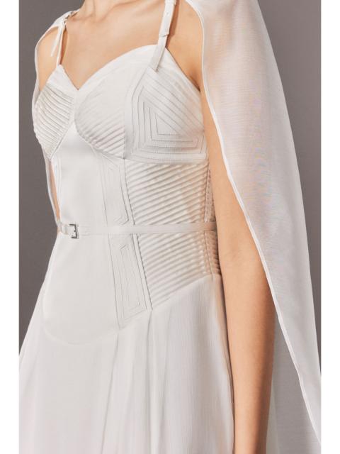 Archive Collection - Corset Detail Georgette Cape Woven Maxi Dress