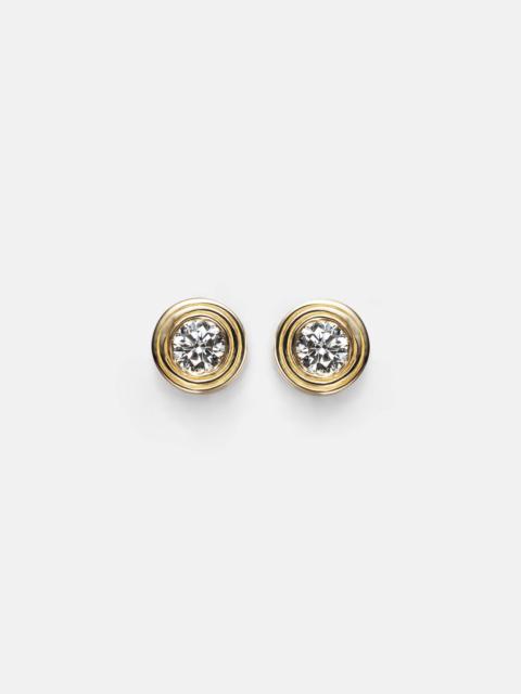 Fluted 14kt gold earrings with diamonds