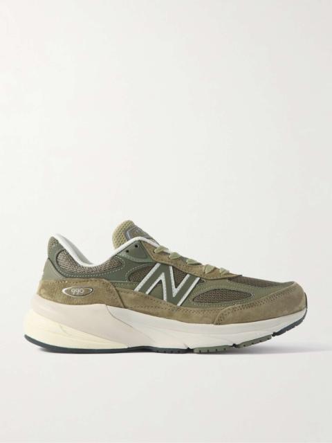 990v6 Leather-Trimmed Suede and Mesh Sneakers