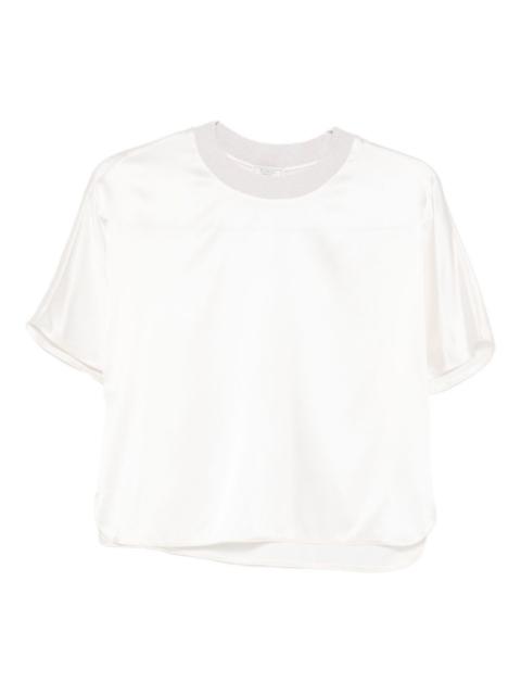 round-neck silk blouse