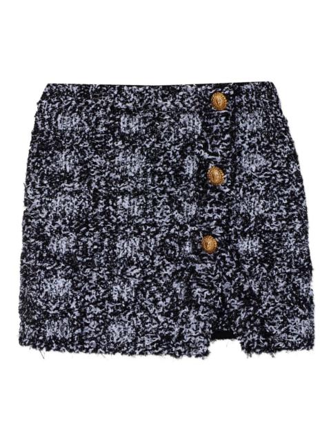 button frayed mini skirt