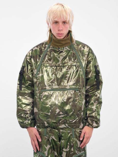 Green Coated Camo Bomber Jacket