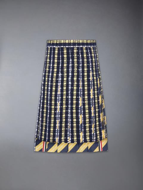 REPP STRIPE GROSGRAIN TWEED PLEATED SKIRT