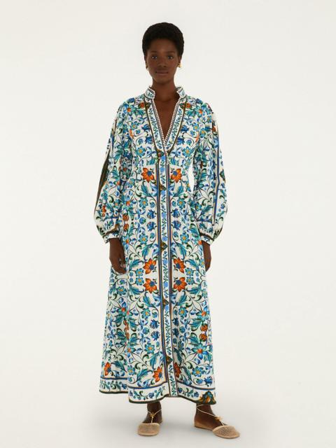 Off-White Flora Tile Lenzing Ecovero Euroflax Maxi Dress