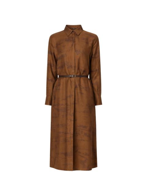 belted shirt midi dress