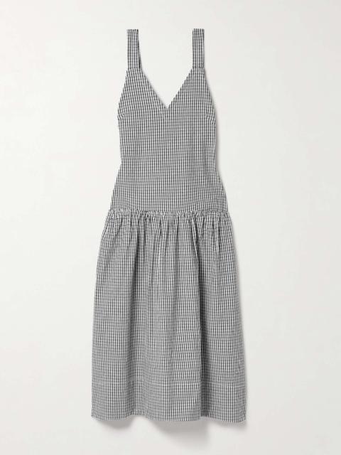 Sasha ruffled gingham cotton and linen-blend midi dress