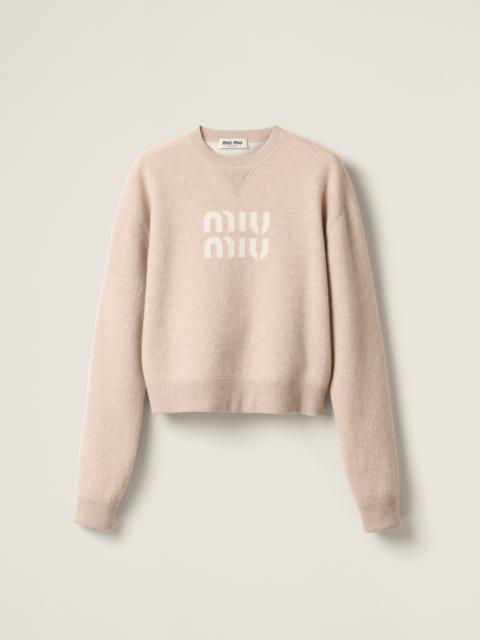 Double cashmere sweater with logo