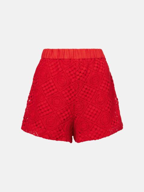 Crochet high-rise cotton-blend shorts