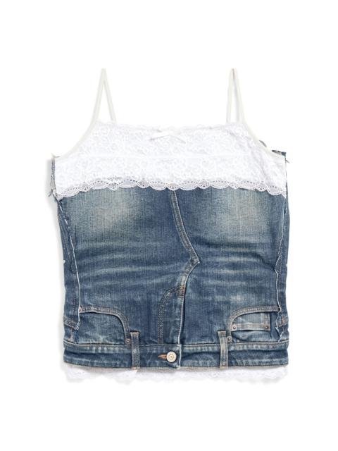 Women's Patched Tank Top in Dark Blue