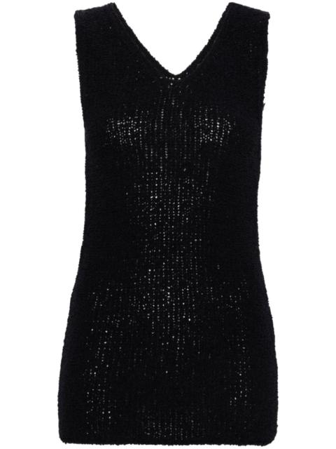V-neck bouclÃ© tank top