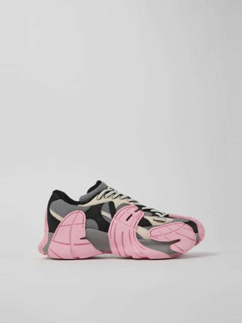 Gray and Black-White Textile Sneakers