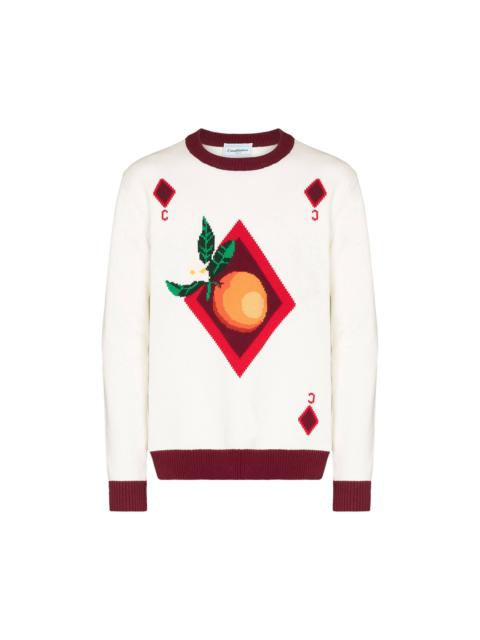 Casablanca Orange Card Intarsia Sweater 'Off White'