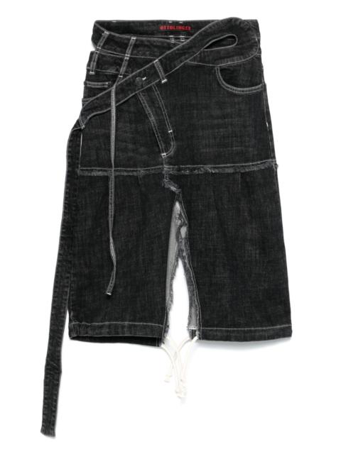 wrap denim skirt