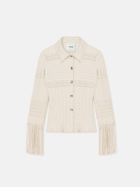 Fringed Woven Seersucker Shirt