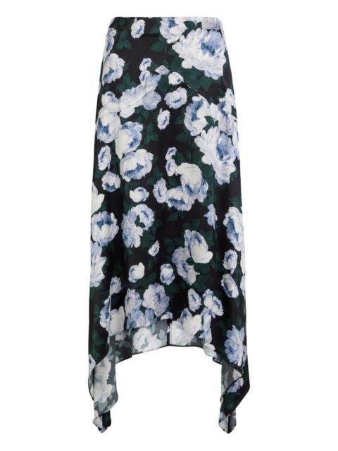 floral-pattern asymmetrical skirt