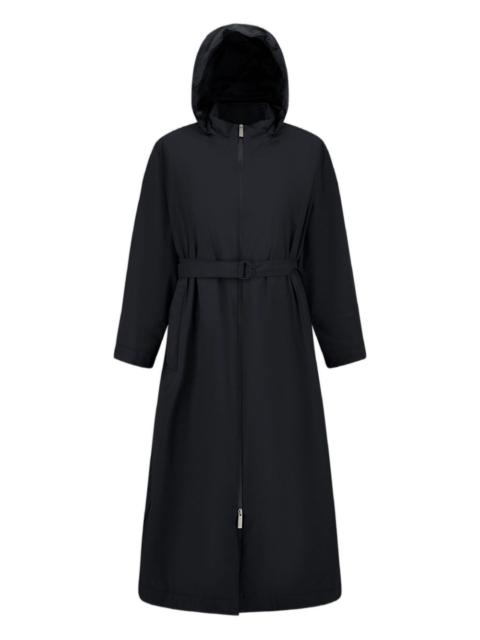 hooded belted raincoat