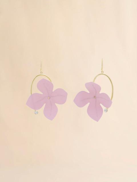 PINK AND CREAM POPLIN FLOWER HOOK EARRINGS