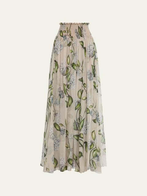 Porcelain Flower Chiffon Maxi Skirt
