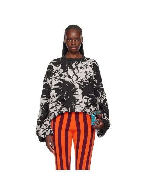 Gray & Black Draped Sweatshirt