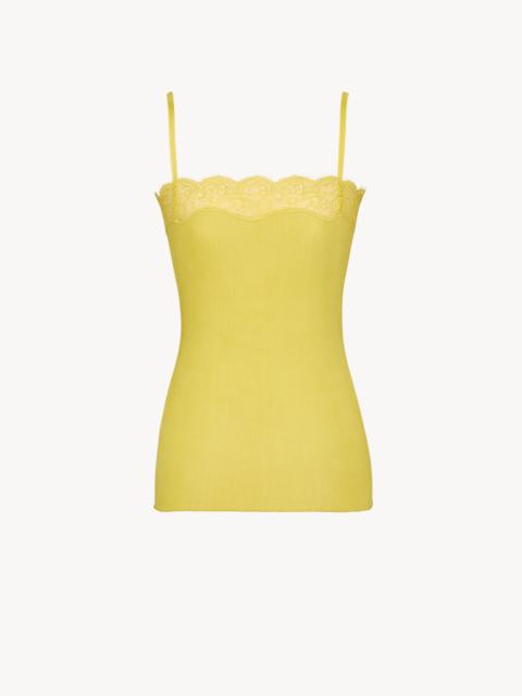 LACED TANK TOP IN RIBBED SILK JERSEY