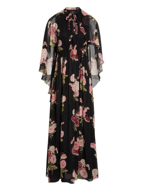 tie-neck floral maxi dress