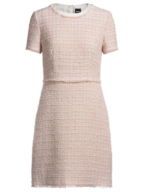TWEED DRESS WITH STRETCH-COTTON TRIMS