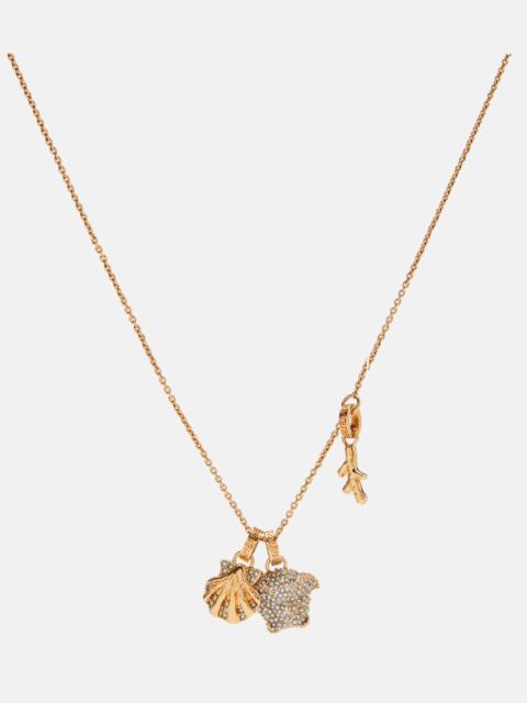 Medusa crystal-embellished charm necklace