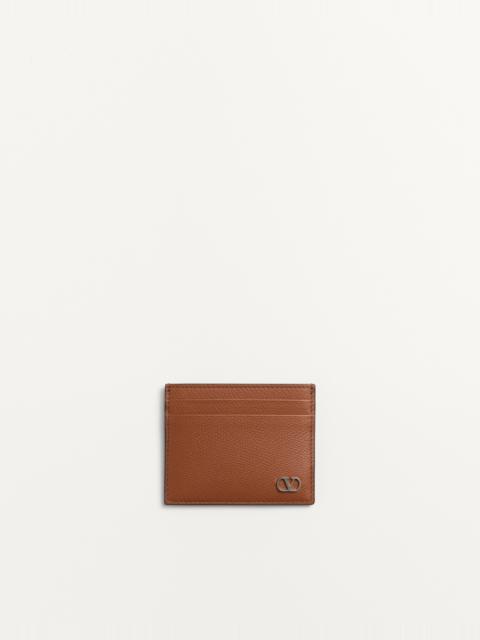 VLOGO SIGNATURE GRAINY CALFSKIN CARD HOLDER