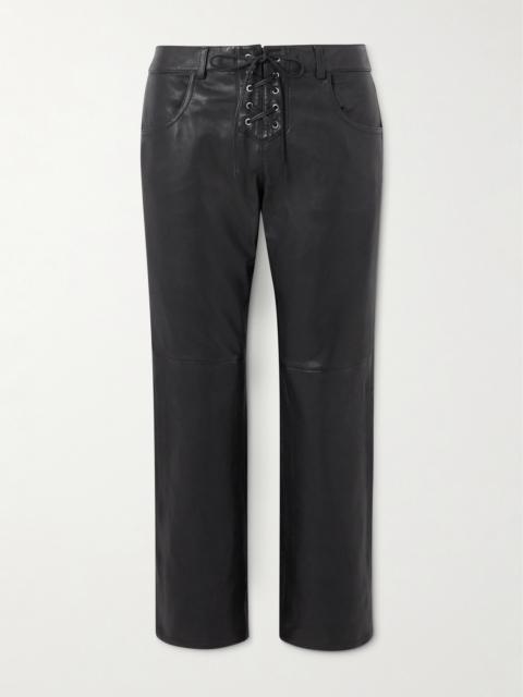 Vanel Lace-up Leather Straight-leg Pants