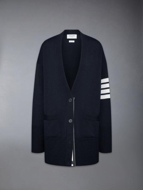 FINE MERINO WOOL 4-BAR EXAGGERATED FIT CARDIGAN