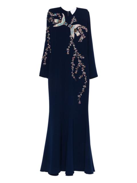 bird-embellished maxi dress