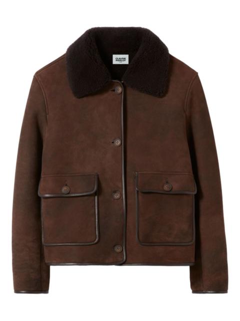 shearling-collar suede jacket