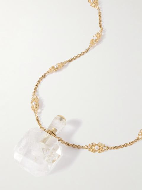Gold-tone, Crystal, Resin And Faux Pearl Necklace