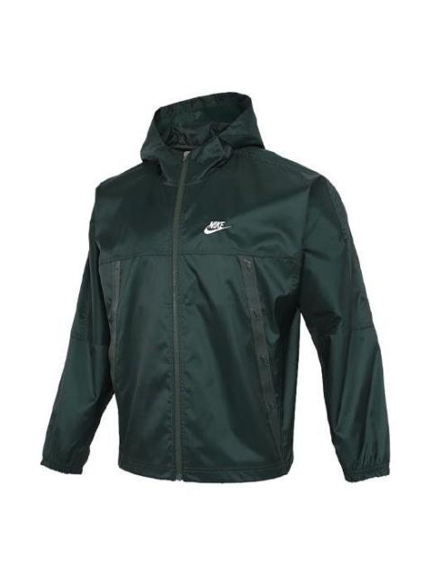 Nike Running Sports Windproof Woven Hooded Jacket Green DC6978-337