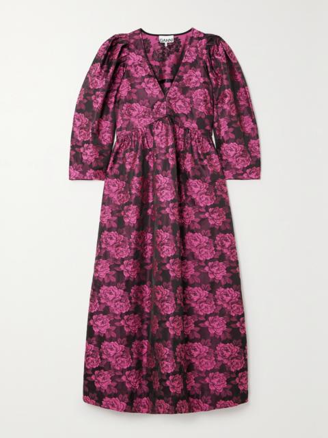 + Net Sustain Floral-print Jacquard Midi Dress