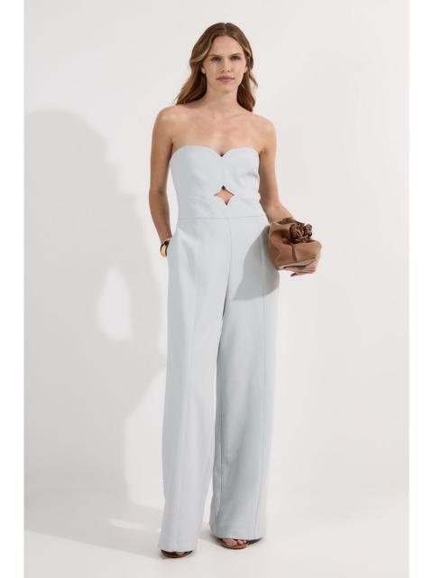 Compact Stretch Bandeau Tailored Wide Leg Jumpsuit